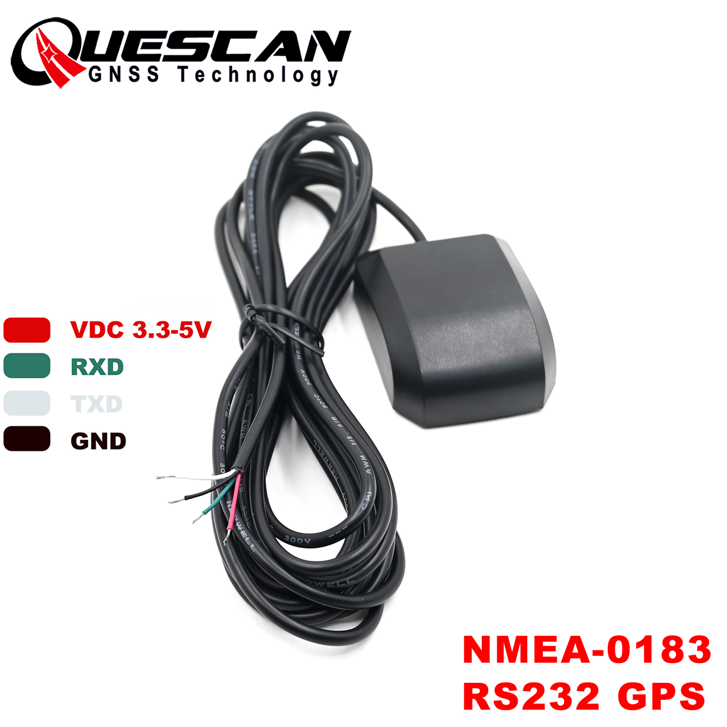 QUESCAN 5V NMEA 0183 RS232 receptor de antena GPS para Control Industrial GPS RS-232 NMEA0183 QZSS SBAS WAAS, 1-10Hz
