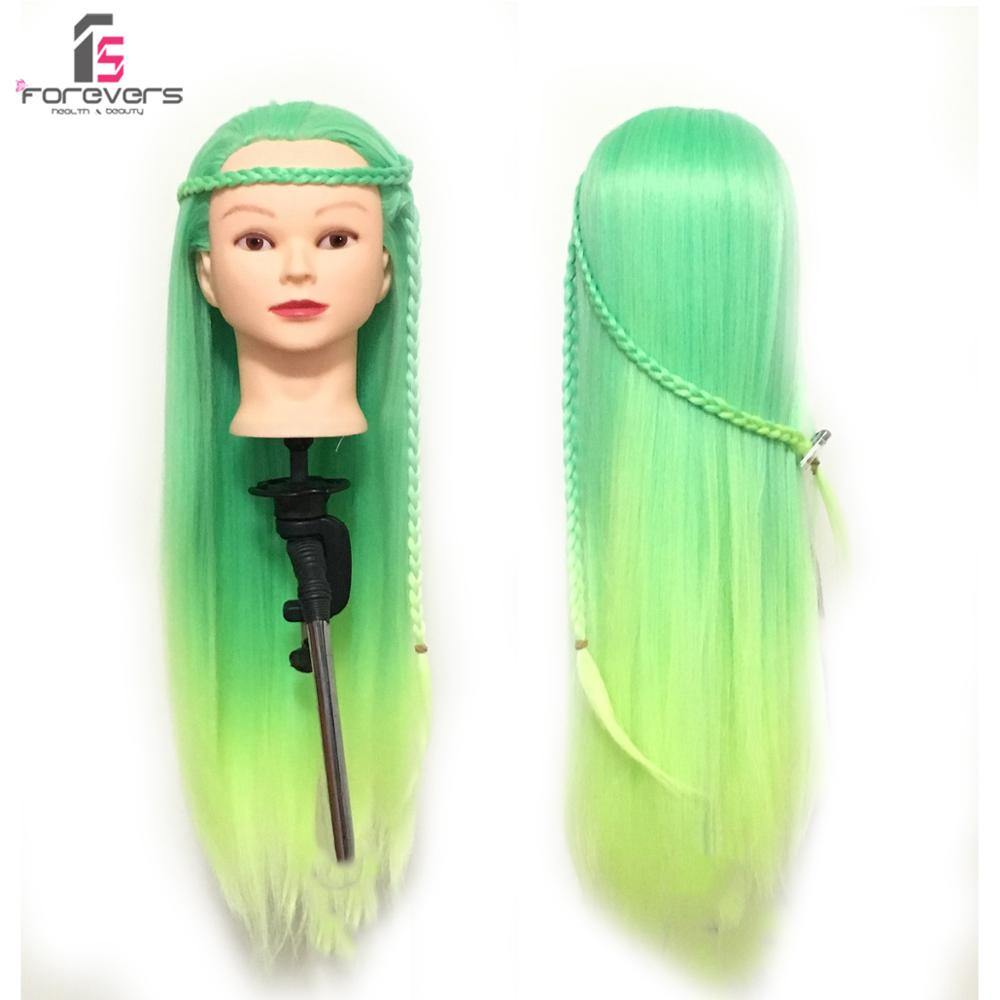 24" Hairdressing Mannequin Head Training Color Hair Styling Cosmetology Dark Green + Free Clamp