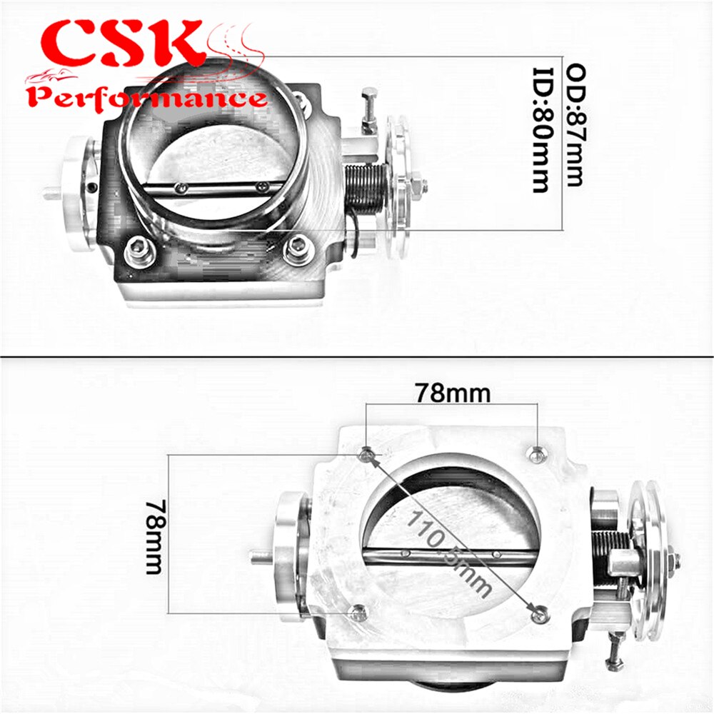 70MM THROTTLE BODY PERFORMANCE INTAKE MANIFOLD BILLET ALUMINUM HIGH FLOW Silver