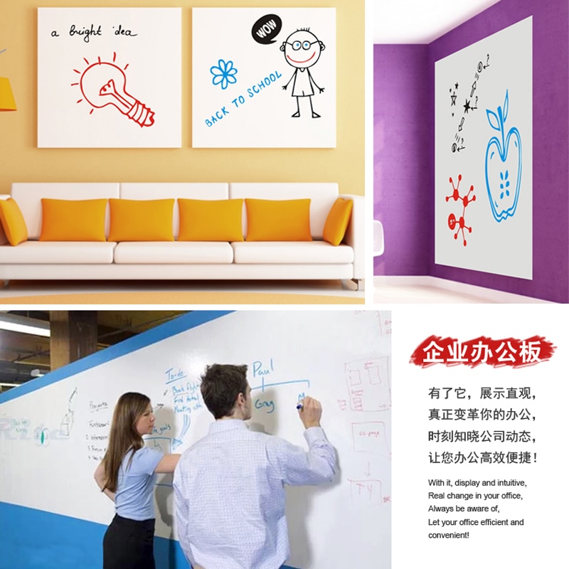 PVC Whiteboard Sticker Creatieve Boodschap DIY Wit Board Stickers Briefpapier Memo Kinderen Muursticker 45*200 cm