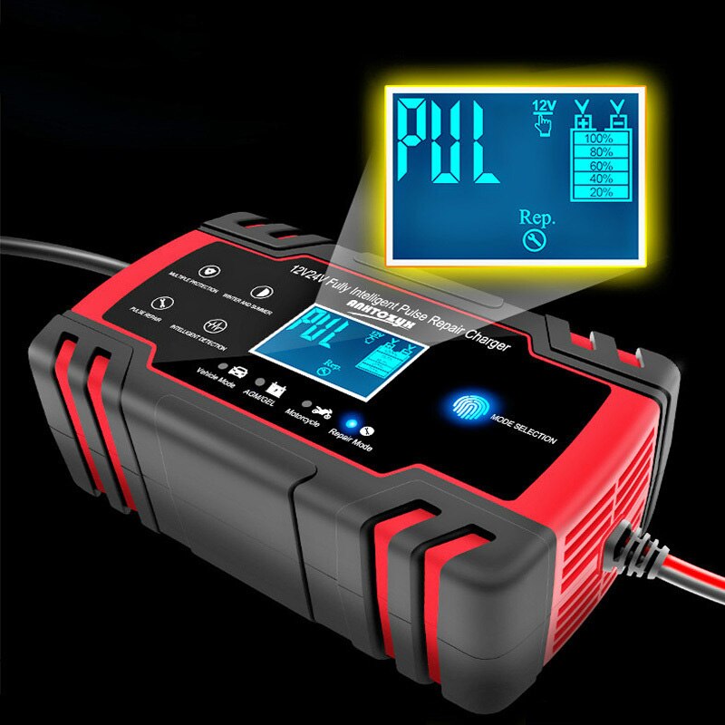 12/24V 8A Volledige Automatische Auto Acculader Lood-zuur Accu Auto Acculader Touch Screen Pulse Reparatie lcd Batterij