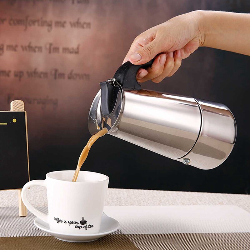 200ml bærbare espressomaskiner moka pot rustfrit stål med elektrisk komfur filter percolator kaffe brygger kedel pot kit: Default Title