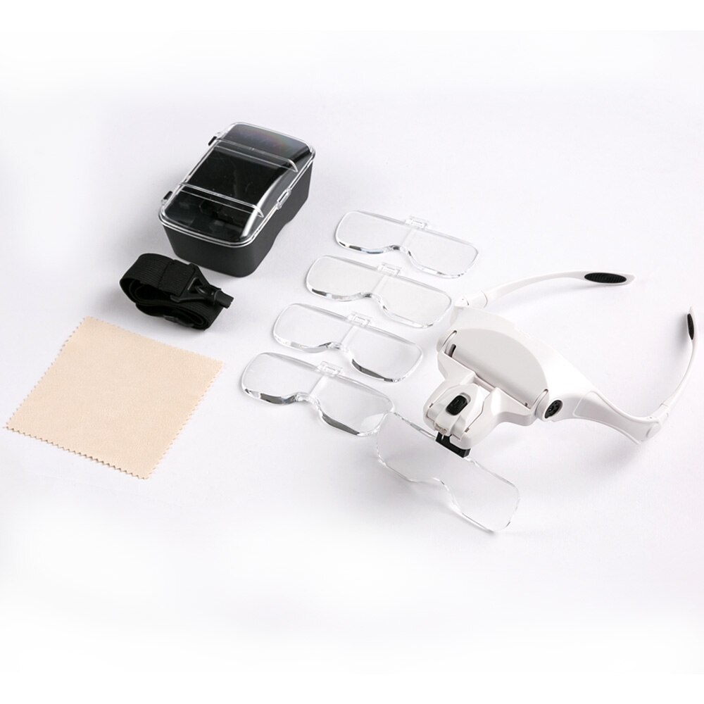 Förstoringsglas med led lampor lampa utbytbar lins 1.0x/1.5x/2.0x/2.5x/3.5x verktyg reparation läsförstoring: Rund lins nobox