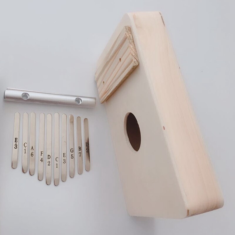 10 Key Kalimba Diy Kit Bass Wood Thumb Piano Mbira for Handwork Painting Parents-Child Campaign