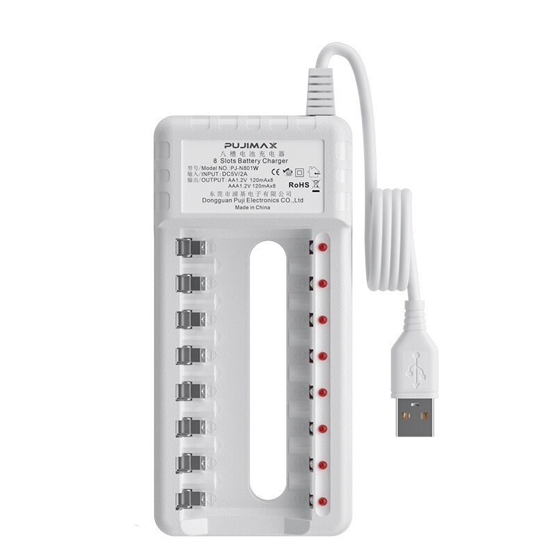 PHOMAX Universal USB Output Battery Charger 8 Slot Adapter For AA/AAA Battery Rechargeable smart Charge Battery Charging Tools