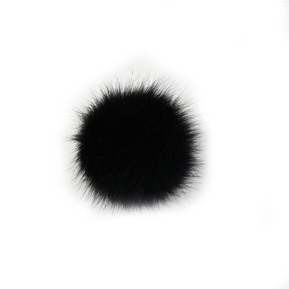 8cm fluffig päls pompom för väskor klädestillbehör antipress konstgjord polyester pom pom boll för hattar stickade mössor: Svart