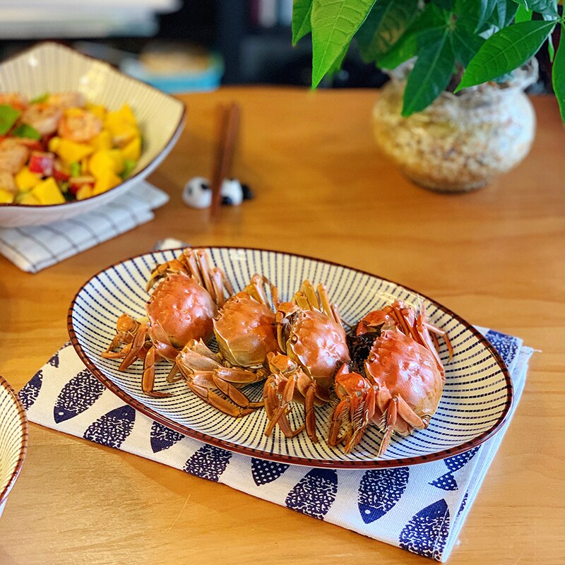 Miss Odd Deep Fish Plate Oval Home Nordic Steamed Fish Plate Double Ear Fish Plate