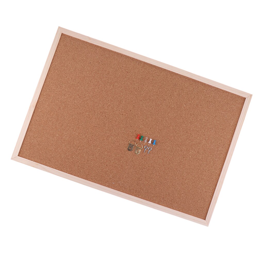 Cork Board Bulletin Board, Cork Notice Board 100% Wood Framed, Mounting Hardware Push Pins Included