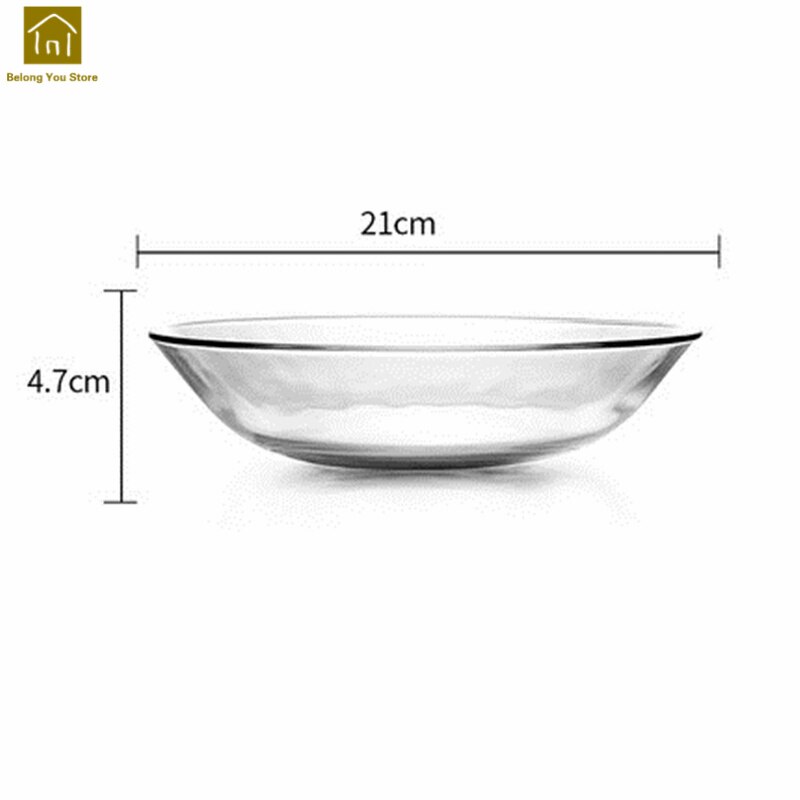 Farve glas tallerken enkel gennemsigtig mikroovn plader middag dyb tallerken tallerken nice verre gafler mad tallerkener wki 087: Gennemsigtig 21cm