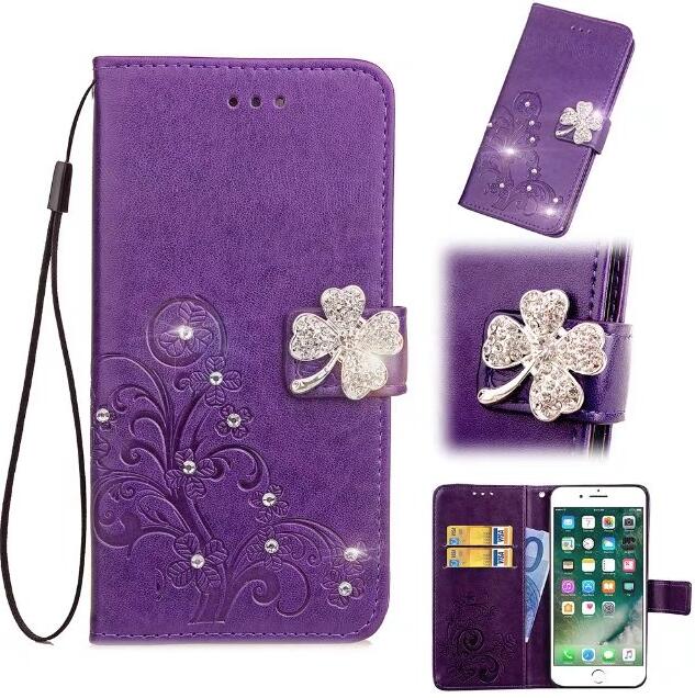 Abdeckung Telefonkasten Für Nokia Lumia 930 5,0 "N930 Flip Pu-leder TPU Shell Klee Diamant Stil Holster Tasche Kick High: Jewelled Purple