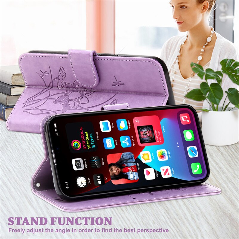 Do Samsung Galaxy S22 Ultra 5G SM-S908U1 Etui na portfel Etui na książki do Samsung s22 s 22 ultra plus tłoczona torba na lotos