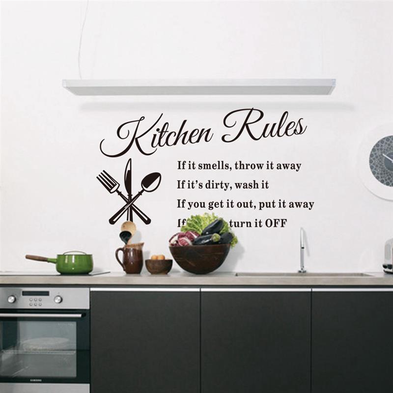 home decor Removable Wall Stickers Kitchen Rules Decal Home Accessories Beautiful Pattern Decoration home decor