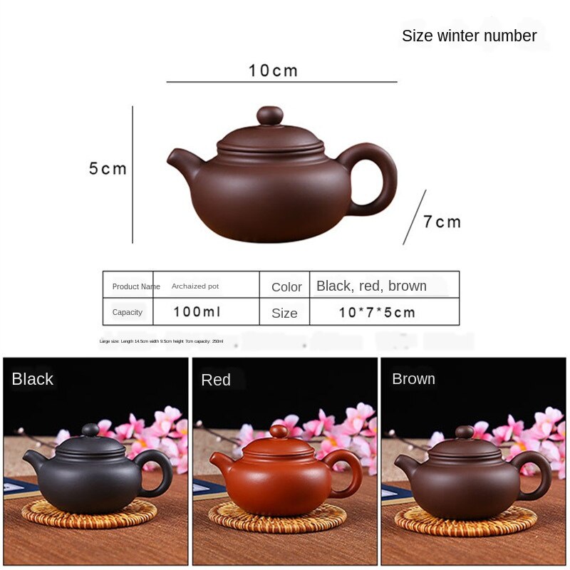 Ceramic Chinese Tea Set Antique Small Teapot Yixing Zisha Pot Handmade Zhu Ni XiShi Pot Filter Brewing Teapot