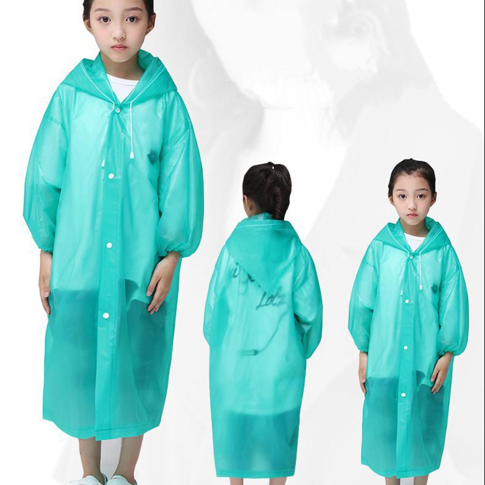 Material EVA, buena suavidad y elasticidad de goma, Poncho de chubasquero EVA para la lluvia, Sudadera con capucha transparente, impermeable, niño no desechable FD: green