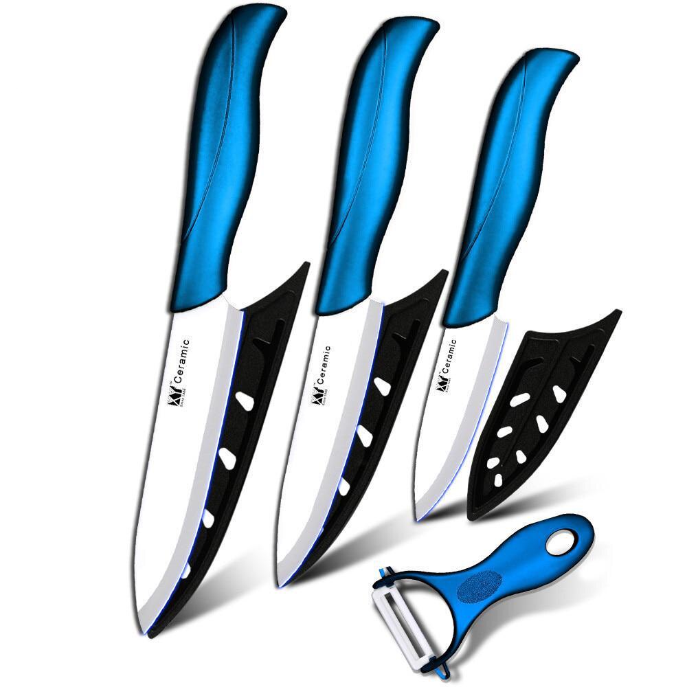 cuchillo de cerámica de 3 4 5 6 pulgadas Juego de cuchillos de cocina + pelador Zirconia negra blanco hoja de cuchillo de Chef vegetariana herramienta de cocina: Peeler Set 01