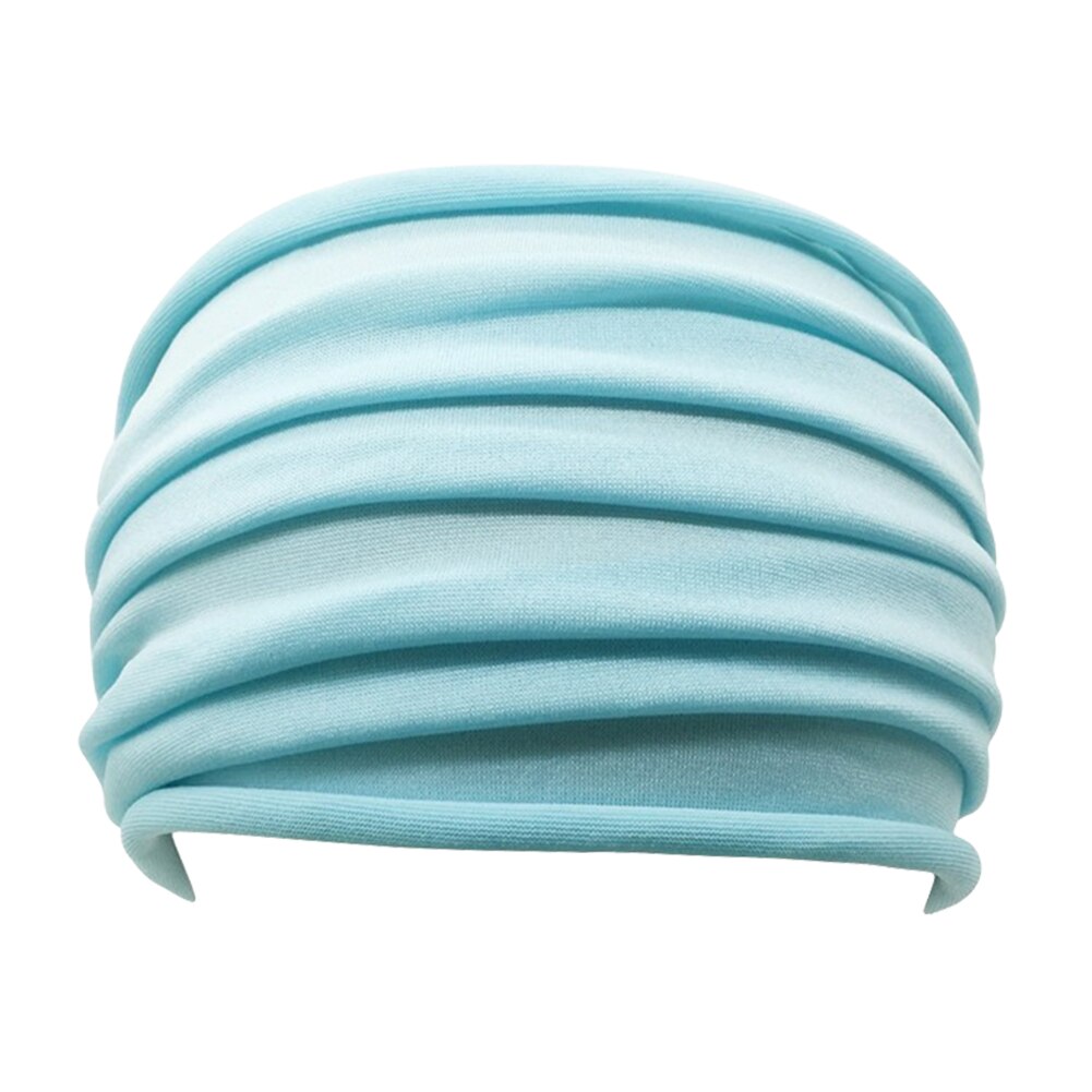 Non-Slip Elastische Vouw Yoga Hoofdband Stretch Haarband Vrouwen Wide Headwrap Effen Kleur Yoga Gym Energie Kleine Decor: Sky blue