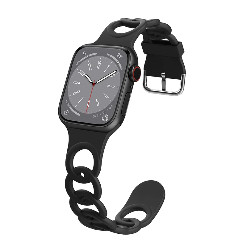 Pasek do Apple Watch Band Ultra 49mm 44mm 40mm 45 Mm 41mm 38mm 42mm Sportowa silikonowa bransoletka z pętlą IWatch Series 8 7 6 3: Black Yellow / 12mm