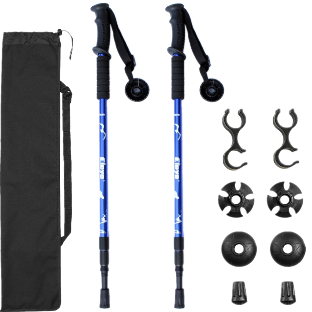Outtec Nordic Walking Stokken – Aluminium – 3-delig – Verstelbaar 65-135 Cm – Met Anti-schok En Draagtas – Set Van 2