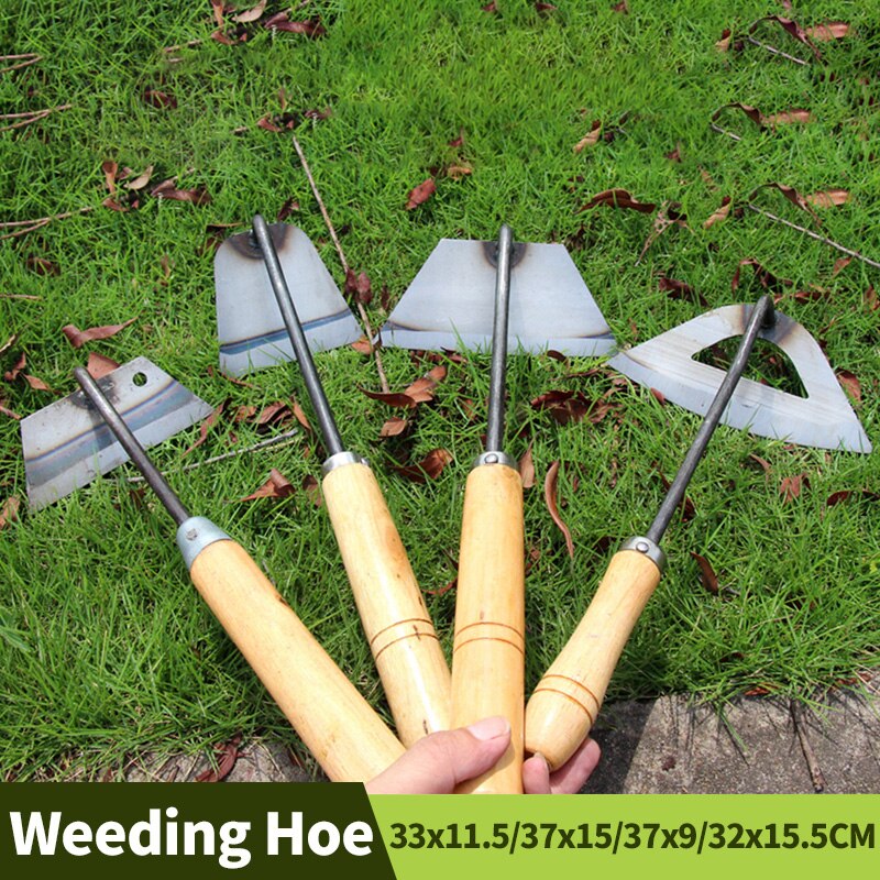 Agricultural Tools Garden Household Weeding Hoe Manganese Steel Outdoor Wooden Handle Digging Hand Tools Planting Utensils