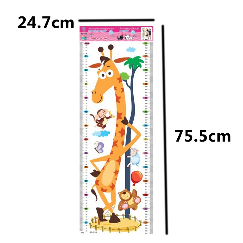 Cartoon Home Bedroom Visual Chart Nursery Decorations PVC Kids Height Chart 1Sheet Wall Stickers