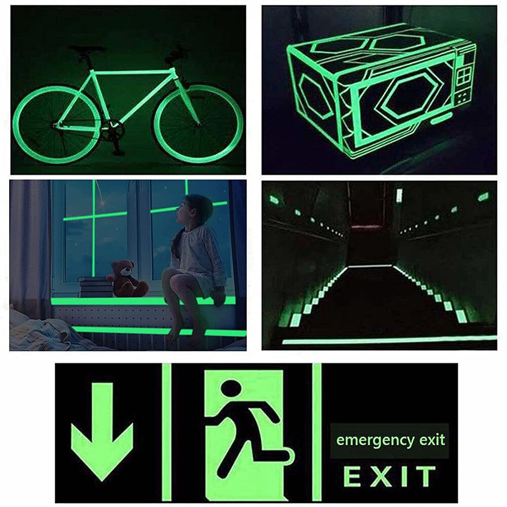 Fita luminosa autoadesiva que brilha no escuro, fita de emergência com logo no escuro, para palco afety, decoração de casa, suprimentos, aviso