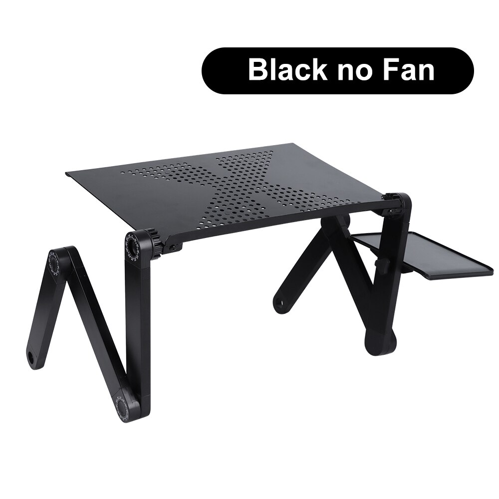 Draagbare Laptop Tafel Voor Bed Verstelbare Computer Tafel Ergonomische Lap Notebook Stand Lapdesk Trayy Lade Met Muismat: Black no Fan