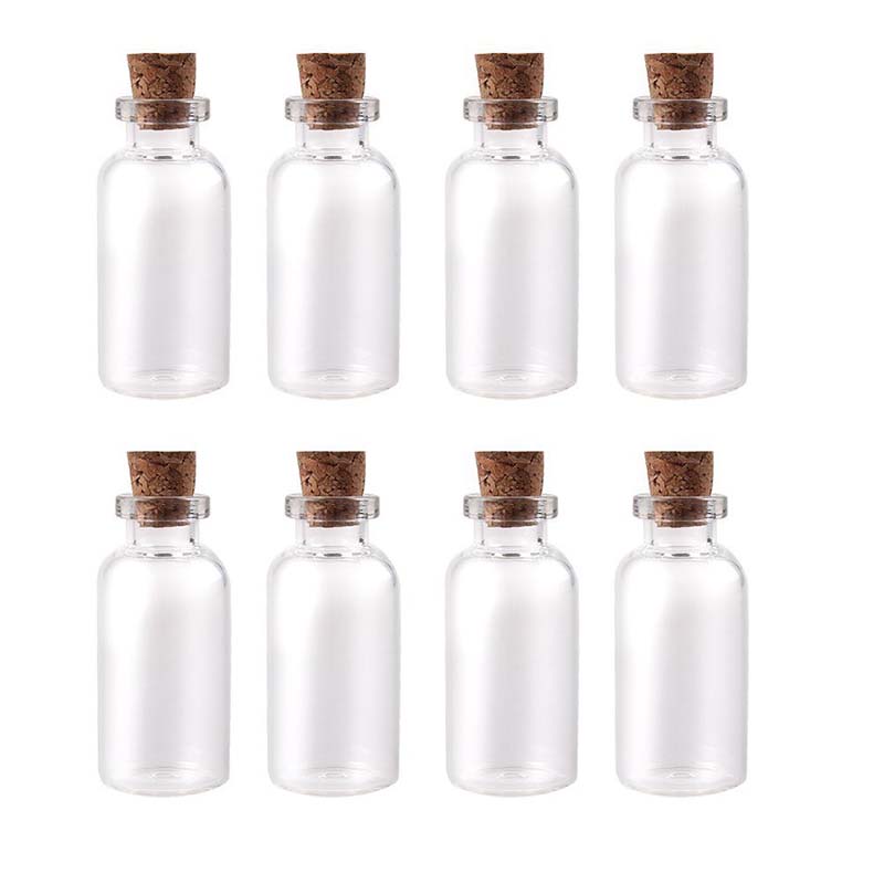 8 stuks Mini glazen fles met kurk/kleine glazen flessen/Mini fles/Mini fles met kurk 22x50mm Transparant