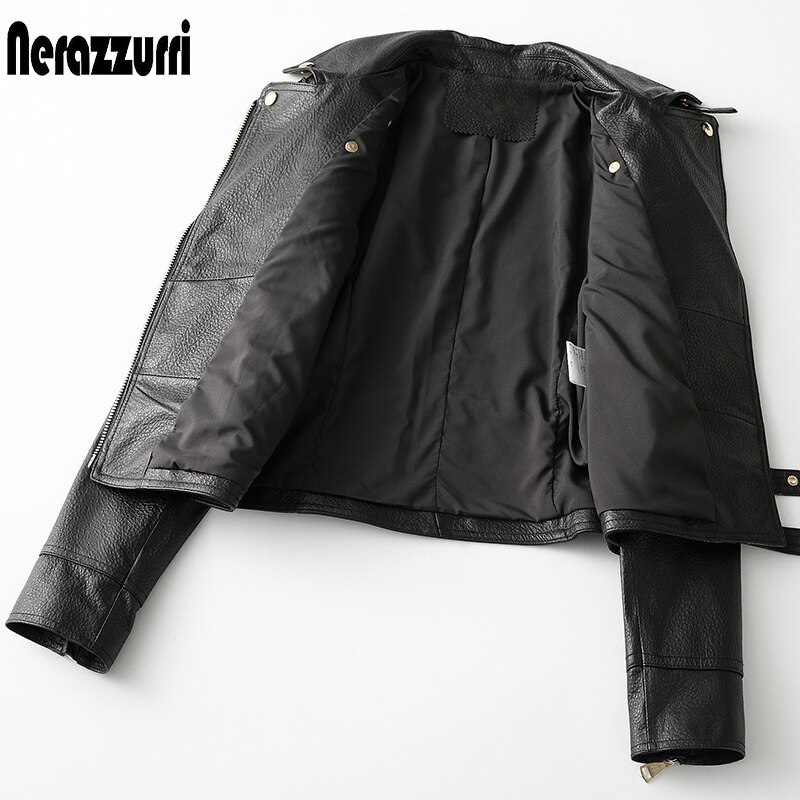 Nerazzurri-Chaqueta corta de motorista de cuero negro para mujer, Ropa de talla grande suave y ligera con cremallera de manga larga para otoño, 6xl, 7xl,