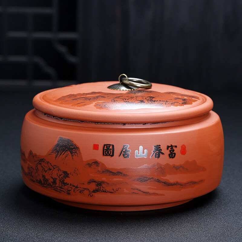 Koffie Bus Chinese Keramiek Thee Caddy Grote Snoep Opslagtank Draagbare Verzegelde Thee Pot Paarse Klei Reizen Thee Dozen: B