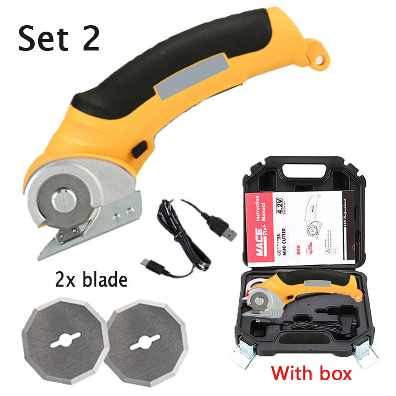 Tijeras eléctricas, máquina cortadora de tela recargable, tijeras de cuero de PVC, corte portátil para manualidades, costura, herramienta manual de cartón: Azul / negro