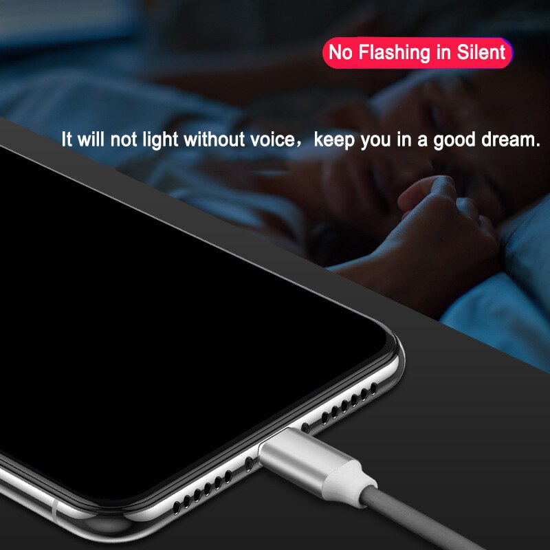 Voice Control USB Kabel - 1m Lichtgevende Oplaadkabel met LED voor Type-C, Micro USB, iPhone