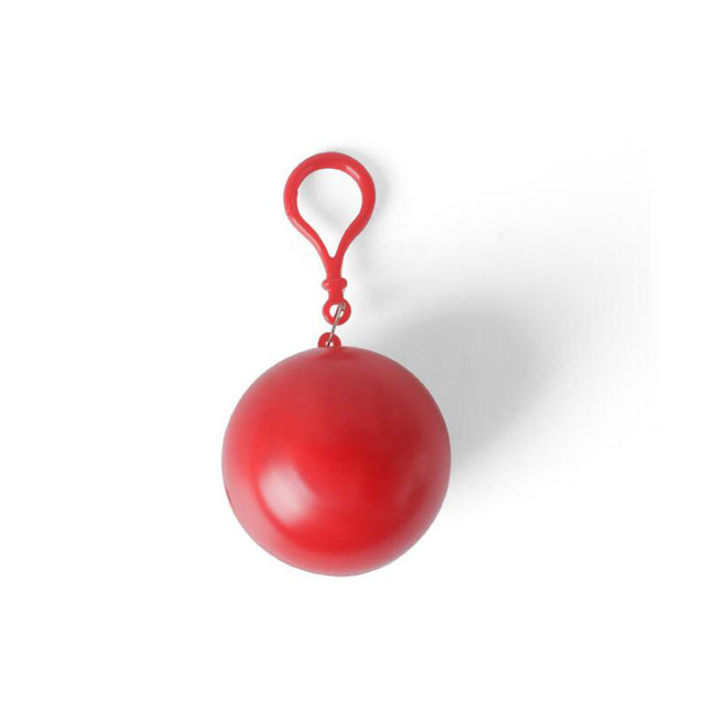 Ouyxr 1 Pc Draagbare Wegwerp Regenjas Bal Plastic Regenkleding Reizen Emergency Regenponcho Wegwerp Sleutelhanger Bal: Rood