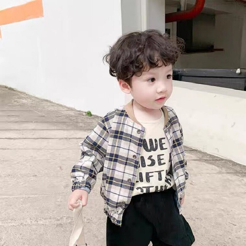 Baby Jongen Meisje Cartoon Jas Baby Peuter Kind Beer Plaid Omkeerbare Jas Knop Blazer Lente Herfst Baby Kleding 1-7Y