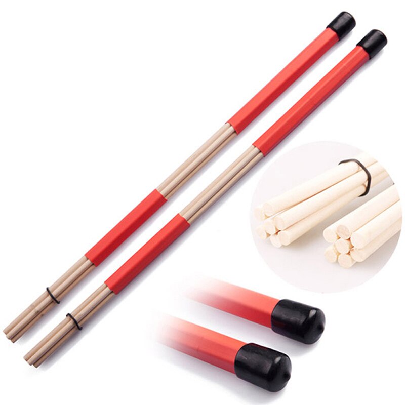 1 Paar Professionele Bamboe Land Jazz Ballad Percussie Drum Borstels Bundle Drum Sticks Met Rubberen Handvat 40Cm 5 Kleuren