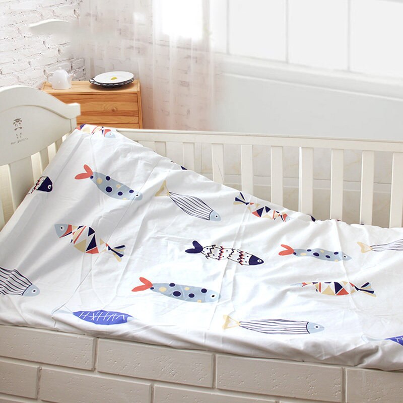Fisch Muster Baby Ausgestattet Blatt Elastische Baby Cot Matratze Abdeckung Anti Staub Kid Bettdecke Baumwolle Bettwäsche Protector Für Jungen mädchen: lanyu