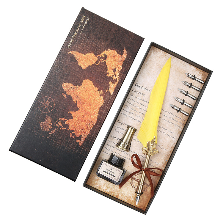 Vintage Antieke Veer Dip Pen Metalen Nibbed Pen Inkt Schrijven Quill Plakboek Veer Pen Set Creatieve Vulpen: 15