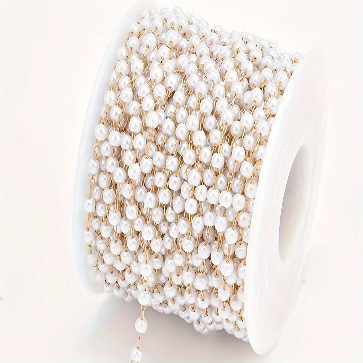 4Mm 39.37 Inch Diy Kunstmatige Parel Verkoperde Ketting, Handgemaakte Parel Ketting, Antieke Stijl Haarclip Kwastje Grenen Ketting: Goud