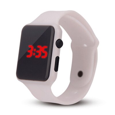 Reloj Digital LED para niños , reloj cuadrado de silicona con estilo, reloj electrónico deportivo, relojes para niños: Blanco