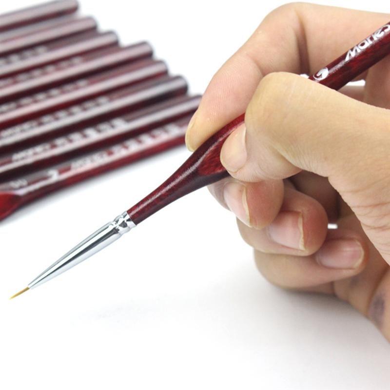 9pcs Line Drawing Pen Hand Detail Paint Brushes Wolf Hair Tip Fine Detail Oil Painting Art Brushes Art Supplies A35