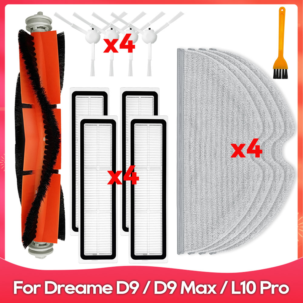 Fit For ( Dreame D9, D9 Max, L10 Pro, Trouver LDS Finder ) Roller Side Brush Mop Water Tank Filter Dust Box Accessory Part: light green
