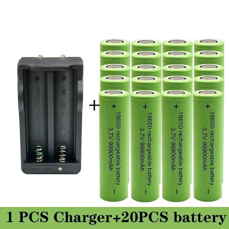 Bestselling100% original 18650 battery high-capacity 99900Mah 3.7V +charger,lithium-ion rechargeable battery for toy flashlights