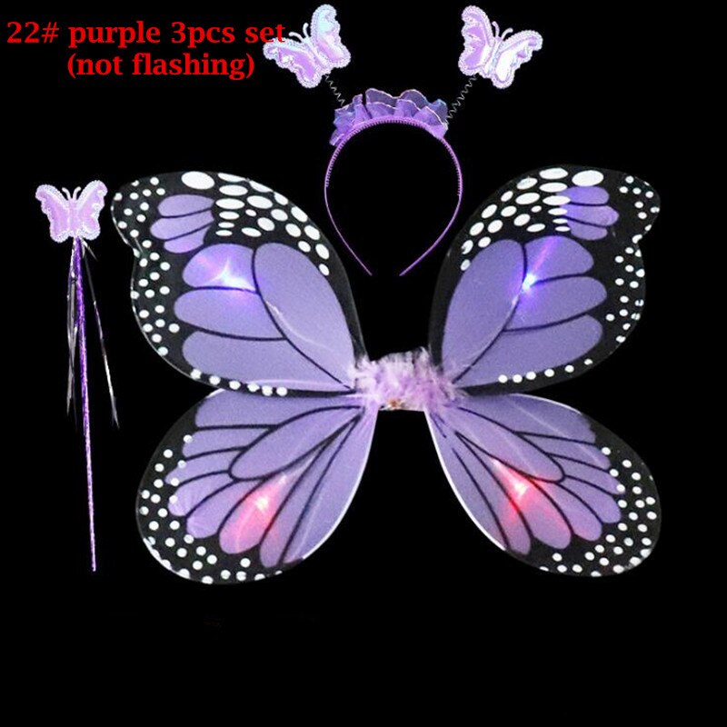 Lumière LED Up papillon aile bandeau fée baguettes jupe enfants princesse Performance Cosplay ensemble lueur fête noël Halloween