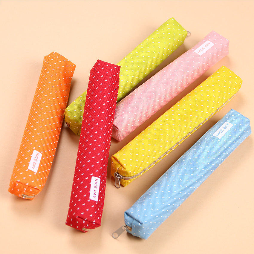 Kawaii pieni tuore kangas vetoketju kynäkotelot kawaii piste naisille koulu tarvikkeet paperitavara laukku