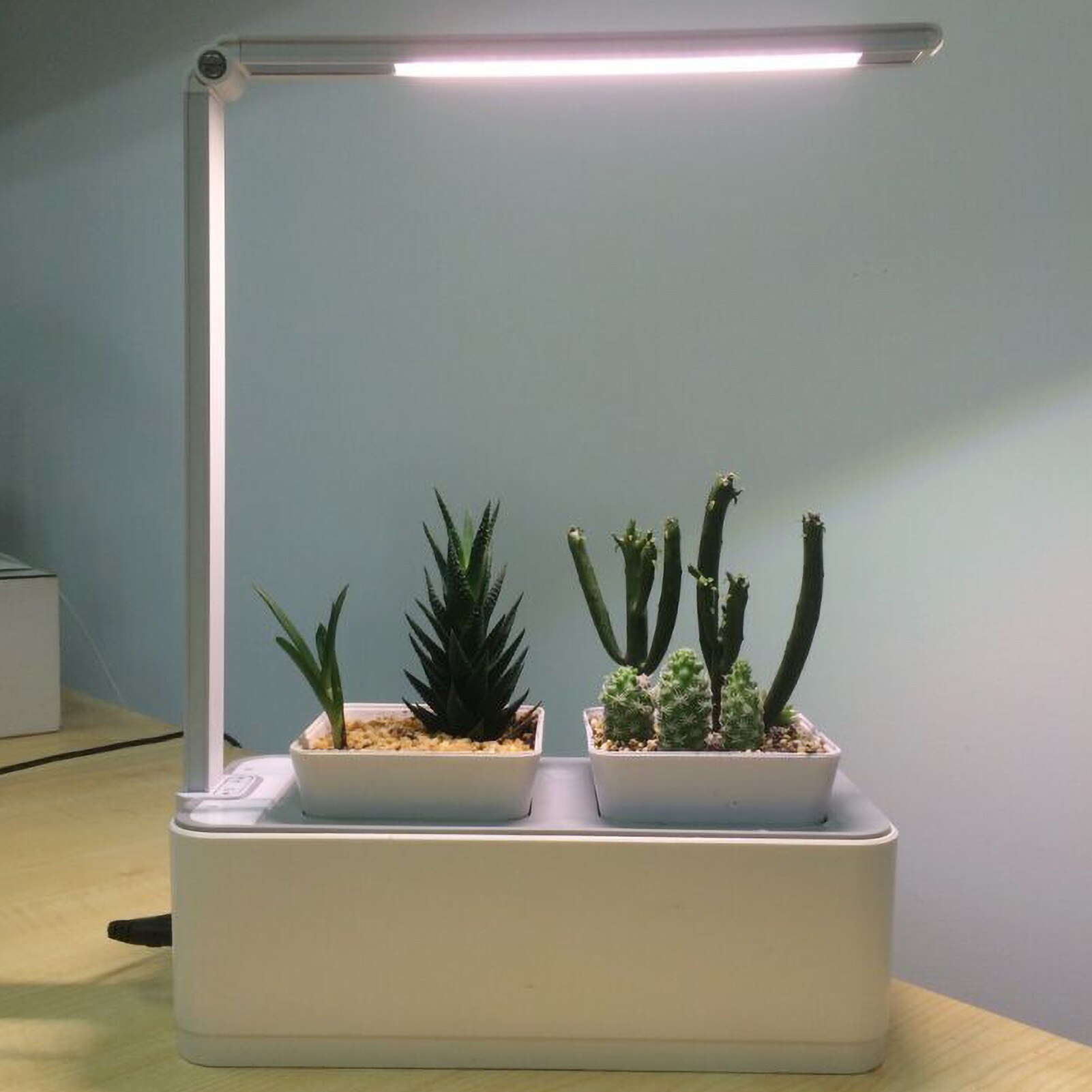 Hydroponics Growing System with LED Grow Light Indoor Garden Starter Kit Plant Germination Kits 2 Plant Pots for Home Gardening