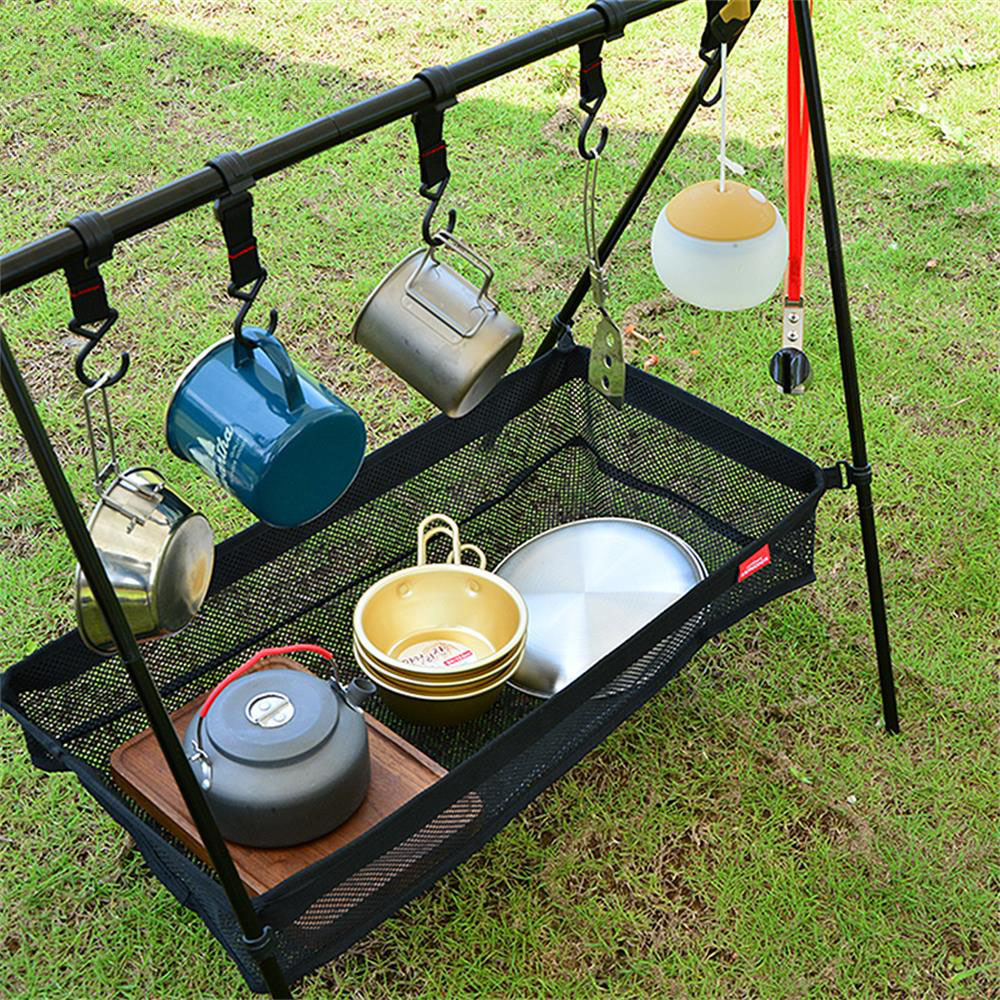 draussen Falten Netz Tasche Picknick Unter Tisch Lagerung Tasche Schreibtisch Kasten Stativ Gittergewebe Korb Organizer für Camping Tisch Stativ Gestell