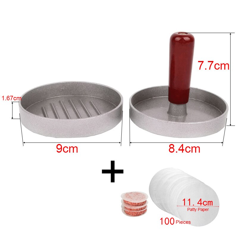 Hamburger Presse Runde bilden Aluminium Legierung 11,9 cm Hamburger Fleisch Rindfleisch Grill Burger Presse Patty Hersteller bilden Fleisch Werkzeuge: 9CM Mini Drücken Sie 100P