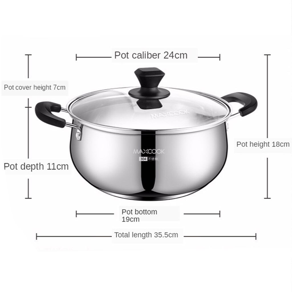 24CM Stainless Steel Soup Pot Non Stick Cookware Set Pans Pots Saucepan Cooking With A Lid Random Type