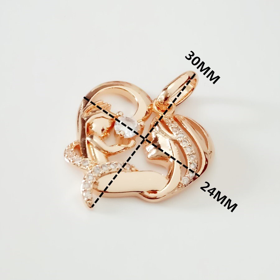 Vrouwen hanger moeder en zoon hanger vrouwen sieraden 585 gouden kleur hanger hartvormige ketting hangers