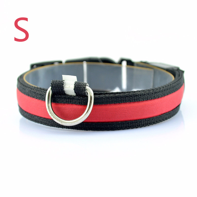 LED Flashlight Dog Cat Collar Glowing Collar Lamp Night Safety Pet Leads Necklace Luminous Bright Decoration Collars For Dogs: Red S
