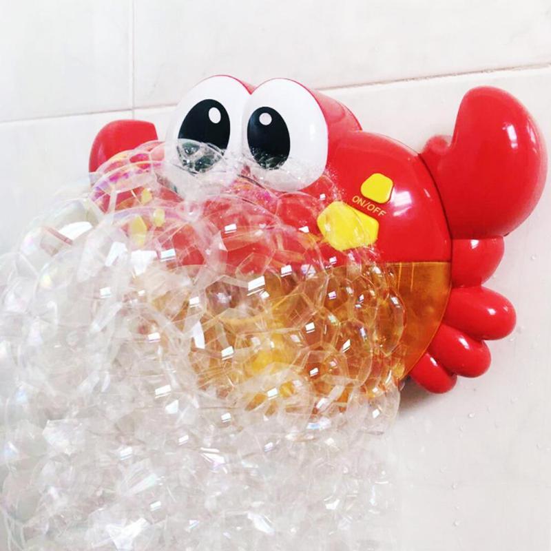 Rode Plastic Krab Patroon Bubble Machine Aangename Muziek Bubble Maker Baby Kinderen Badkuipen Douche Badkamer Leuk Speelgoed